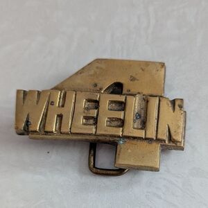 Vintage brass Four Wheelin' 4 Wheelin' Belt Buckle